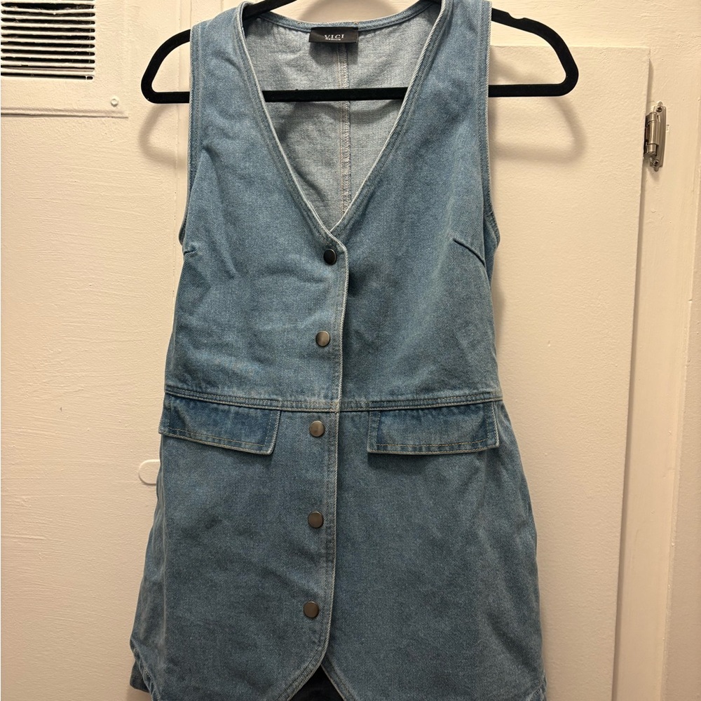Vici Denim Vested Romper